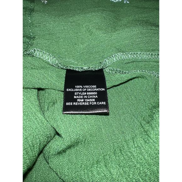 New Curations Top Size P2X Green Embroidered Tie Waist Kimono Caftan Duster NWT - Picture 8 of 9